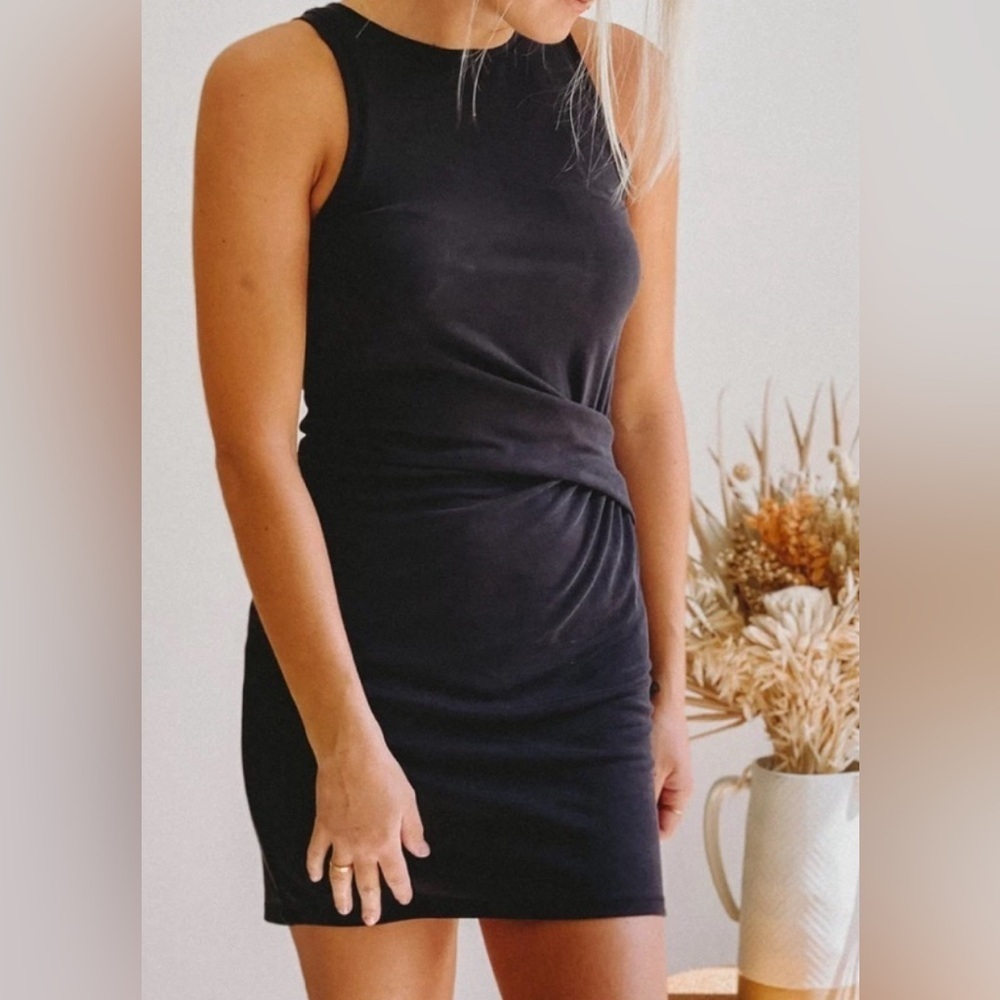 Gentle Fawn Gray Lux Front Twist Mini Dress Size S